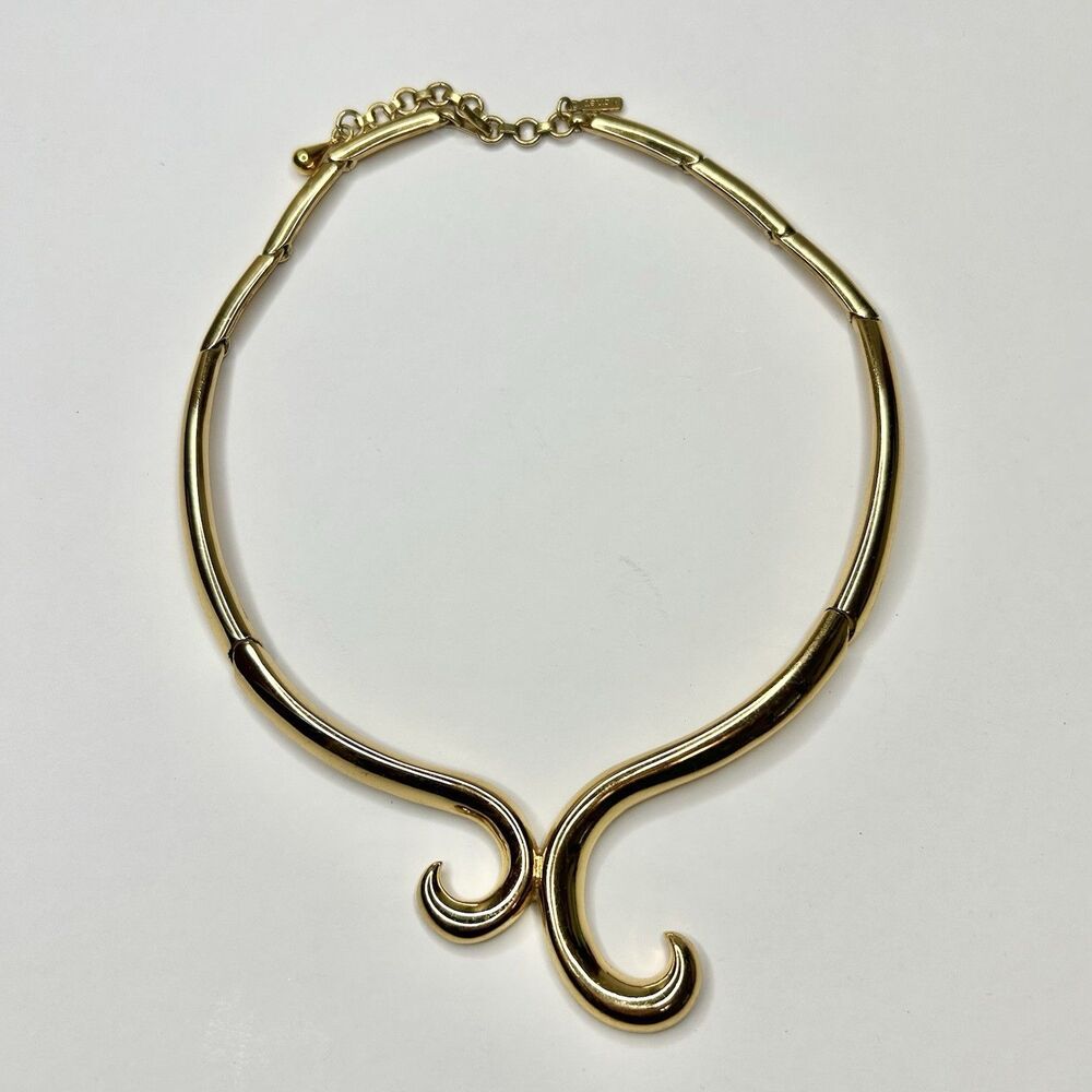 Rare Vintage Monet Necklace Gold Tone Chunky Link Choker Gold Swirl Jewelry